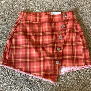 Orange and yellow plaid skort